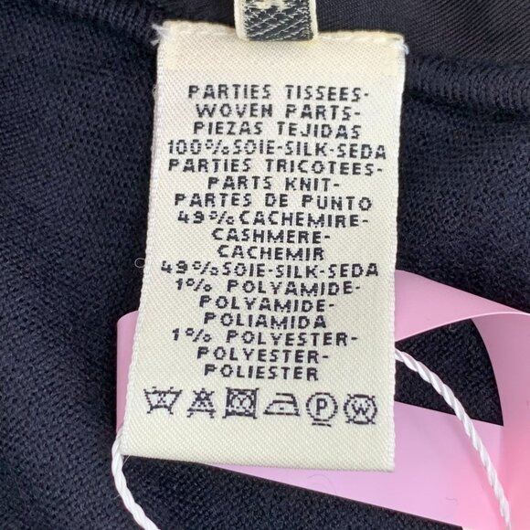 Hermès Paris Chain Print Silk & Cashmere Button Cardigan Navy & White Size 34 XX - Picture 5 of 8